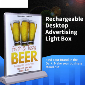 Indoor Use Only - Rechargeable Desktop Display Double Side Advertising Light Box Sign