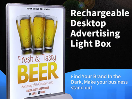 Indoor Use Only - Rechargeable Desktop Display Double Side Advertising Light Box Sign